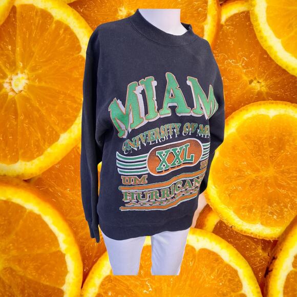 VTG Collegiate Colors Mens Navy University of Miami Sweatshirt Size M - Picture 1 of 6